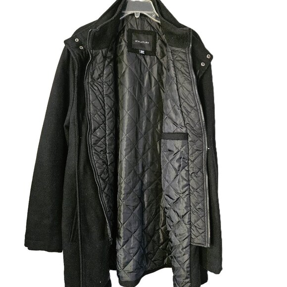 Vintage Structure Men's Wool Blend Heavly Lined Outdoor Pea Coat Size XXL/EEG - Picture 7 of 11